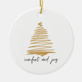 Comfort and Joy Simple Elegant Kerstversiering Keramisch Ornament (Voorkant)