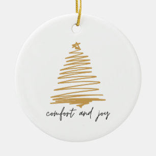 Comfort and Joy Simple Elegant Kerstversiering Keramisch Ornament