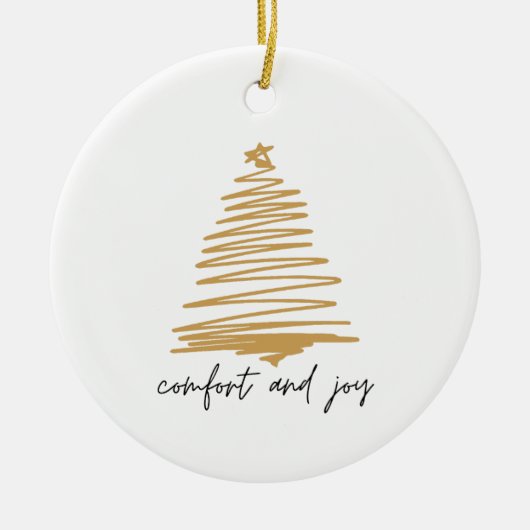 Comfort and Joy Simple Elegant Kerstversiering Keramisch Ornament (Voorkant)