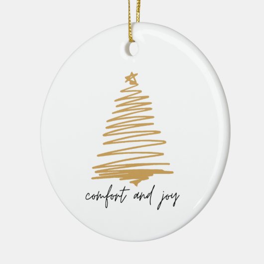 Comfort and Joy Simple Elegant Kerstversiering Keramisch Ornament (Links)