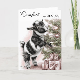 Comfort en Joy - Baby Goat Christmas Feestdagen Kaart