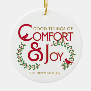 Comfort en Joy Rode Kardinaal Gepersonaliseerd Orn Keramisch Ornament