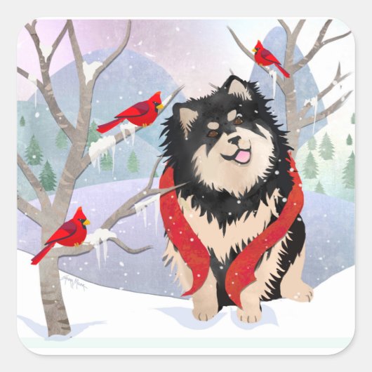 COMFORT- EN JOY-stickers van Finse Lapphund Vierkante Sticker (Voorkant)