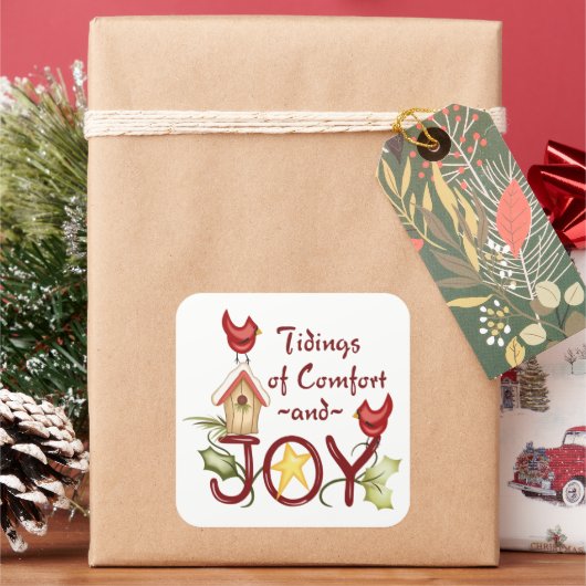 Comfort en Joy Vierkante Sticker (Feestdagen)