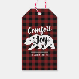 Comfort en Joy Woodland Beer Plaid Gift Labels Cadeaulabel