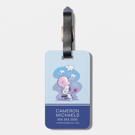 Comfort en veiligheid | Charlie & Snoopy Hug Bagagelabel (Achterkant verticaal)