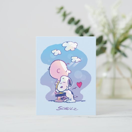 Comfort en veiligheid | Charlie & Snoopy Hug Briefkaart (Staand voorkant)
