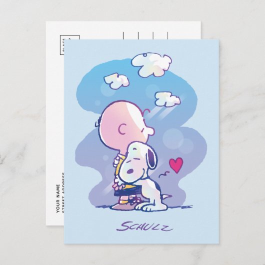 Comfort en veiligheid | Charlie & Snoopy Hug Briefkaart (Voorkant / Achterkant)