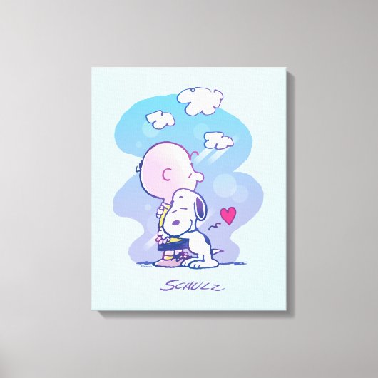 Comfort en veiligheid | Charlie & Snoopy Hug Canvas Afdruk (Voorkant)