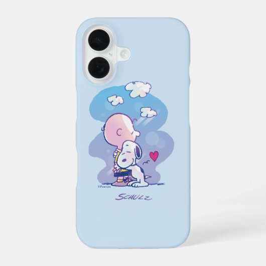 Comfort en veiligheid | Charlie & Snoopy Hug iPhone 16 Hoesje (Achterkant)