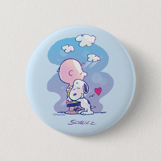 Comfort en veiligheid | Charlie & Snoopy Hug Ronde Button 5,7 Cm (Voorkant)