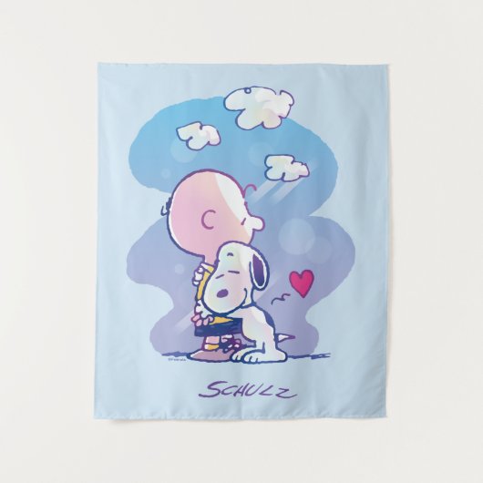 Comfort en veiligheid | Charlie & Snoopy Hug Wandkleed (Voorkant)
