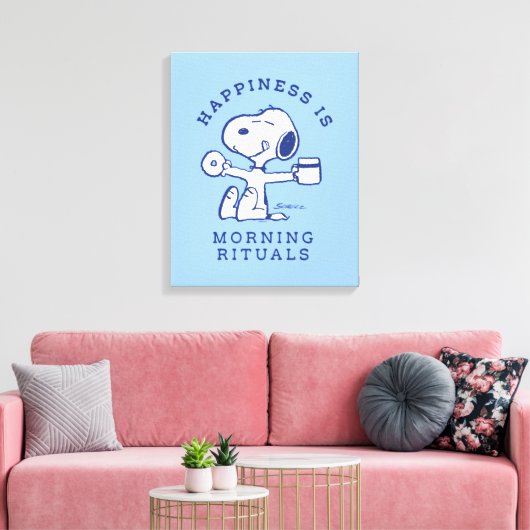 Comfort en veiligheid | Geluk is een ochtendrituee Canvas Afdruk (Insitu (Woonkamer))