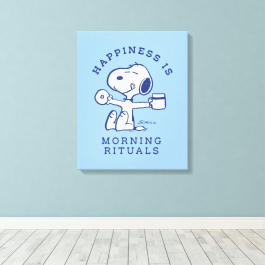 Comfort en veiligheid | Geluk is een ochtendrituee Canvas Afdruk (Insitu (Houten vloer))