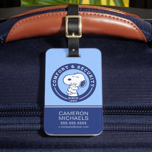Comfort en veiligheid | Snoopy & Woodstock Hug Bagagelabel (Voorkant Insitu 2)