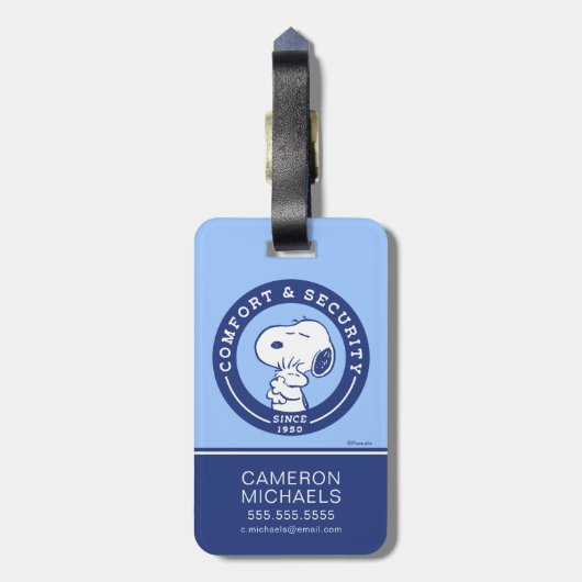 Comfort en veiligheid | Snoopy & Woodstock Hug Bagagelabel (Achterkant verticaal)