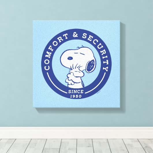 Comfort en veiligheid | Snoopy & Woodstock Hug Canvas Afdruk (Insitu (Houten vloer))
