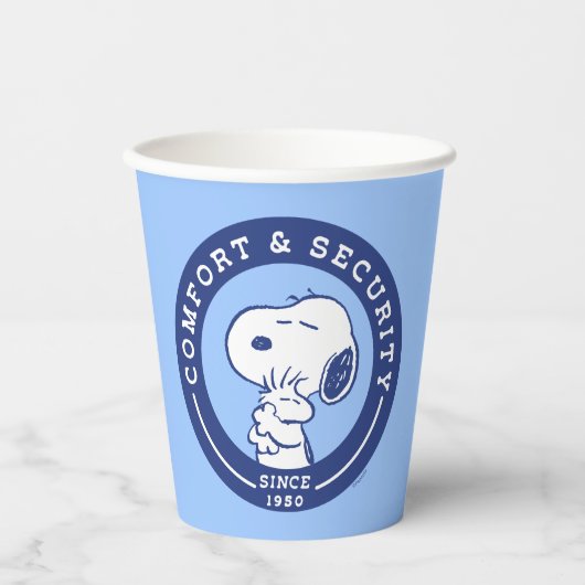 Comfort en veiligheid | Snoopy & Woodstock Hug Papieren Bekers (Voorkant)