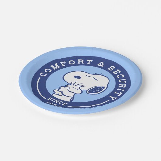 Comfort en veiligheid | Snoopy & Woodstock Hug Papieren Bordje (Gekanteld)