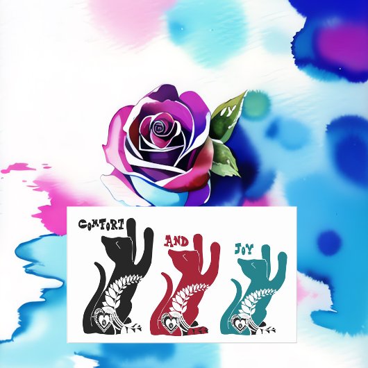 Comfort en Vreugde Kerstmis Zegen 3 Katten Bidden Rechthoekige Sticker