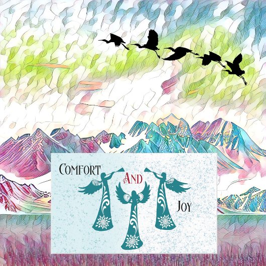 Comfort en Vreugde Kerstmis Zegen Engelen Bidden Rechthoekige Sticker