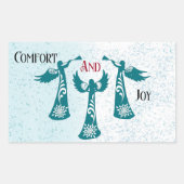 Comfort en Vreugde Kerstmis Zegen Engelen Bidden Rechthoekige Sticker (Voorkant)