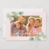 Comfort en Vreugde Pastel Roze Luchtig Zoete Kerst Kaart (Voorkant)