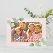 Comfort en Vreugde Pastel Roze Luchtig Zoete Kerst Kaart (Staand voorkant)