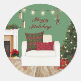 Comfort en vreugde stoel ronde sticker