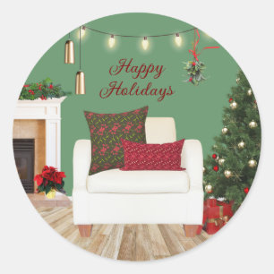 Comfort en vreugde stoel ronde sticker