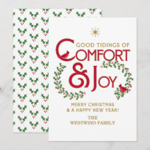 Comfort en vreugde vrolijk kerst plat kerstkaart