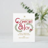 Comfort en vreugde Vrolijk Kerstfeest Holly Feestdagenkaart (Staand voorkant)