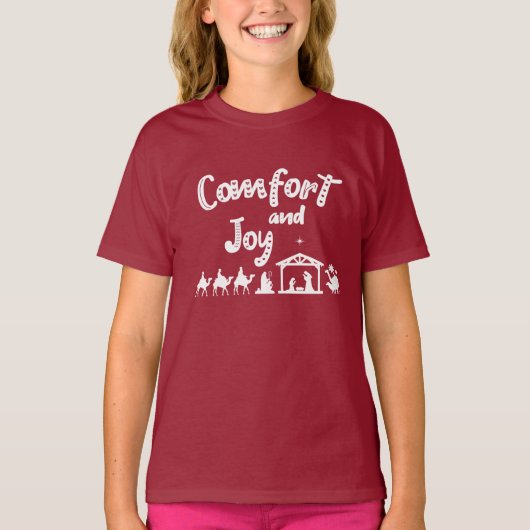 Comfort en vrolijk Christelijk kerstfeest T-shirt (Voorkant)