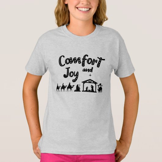 Comfort en vrolijk Christelijk kerstfeest T-shirt (Voorkant)