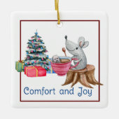 Comfort en vrolijk muis met theesierplant keramisch ornament (Voorkant)