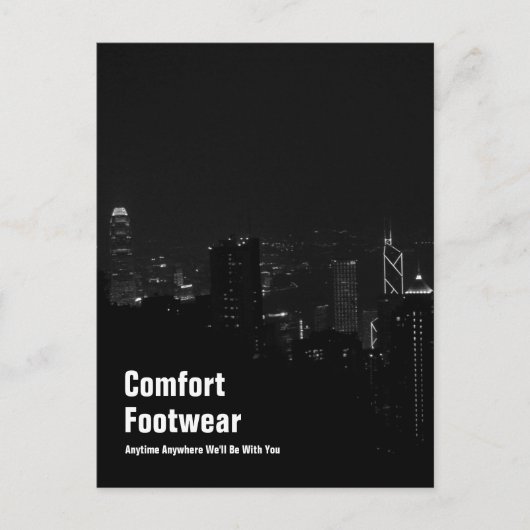 Comfort Footwear in Hong Kong Night Uitzicht Briefkaart (Voorkant)