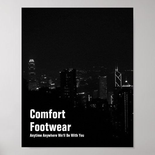 Comfort Footwear in Hong Kong Night Uitzicht Poster (Voorkant)