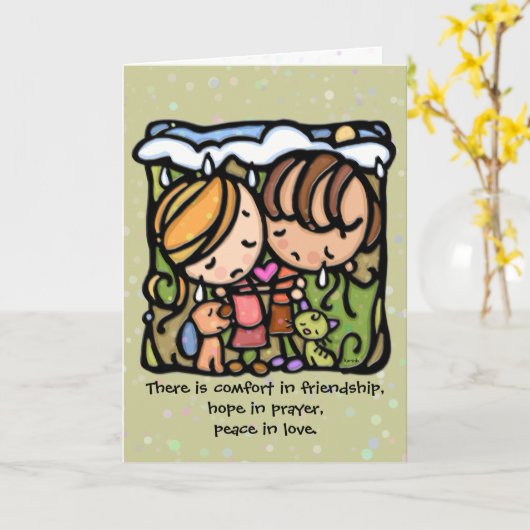 Comfort in vriendschap.Hoop in gebed.Vrede in lief Kaart (Gele Bloem)