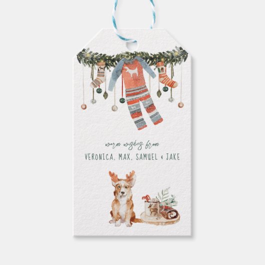 Comfort & Joy | Corgi Kerstvakantie Cadeaulabel (Voorkant)