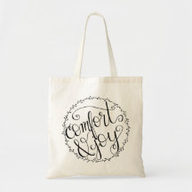 Comfort & Joy Hand Lettered Canvas tas