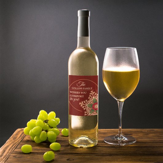 Comfort & Joy Holly Star gepersonaliseerd Wijn Etiket