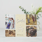 Comfort & Joy in Cream Foto Kerst Kaart (Staand voorkant)