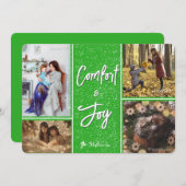 Comfort & Joy in Green Foto Kerst Kaart (Voorkant / Achterkant)