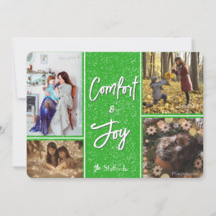 Comfort & Joy in Green Foto Kerst Kaart