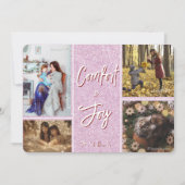 Comfort & Joy in Pink Foto Kerst Kaart (Voorkant)