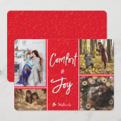 Comfort & Joy in Red Photo Christmas Kaart (Voorkant / Achterkant)