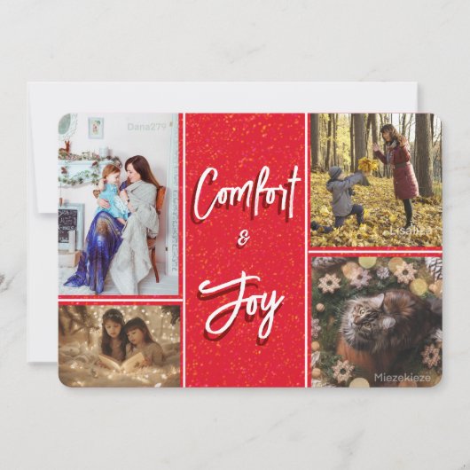 Comfort & Joy in Red Photo Christmas Letter Card Kaart (Voorkant)
