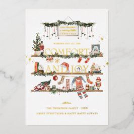 Comfort & Joy | Kerst Foto Vakantiekaart Folie Feestdagenkaart