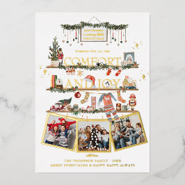 Comfort & Joy | Kerst Foto Vakantiewenskaart Folie Feestdagenkaart