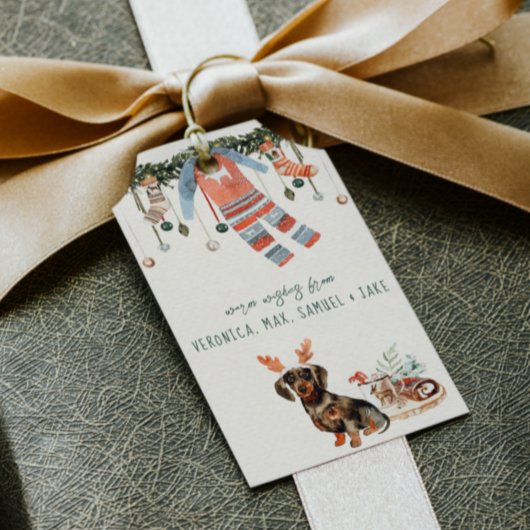 Comfort & Joy | Kersthond Kerstvakantie Cadeaulabel